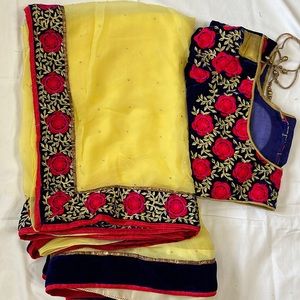 Yellow party wear sarri